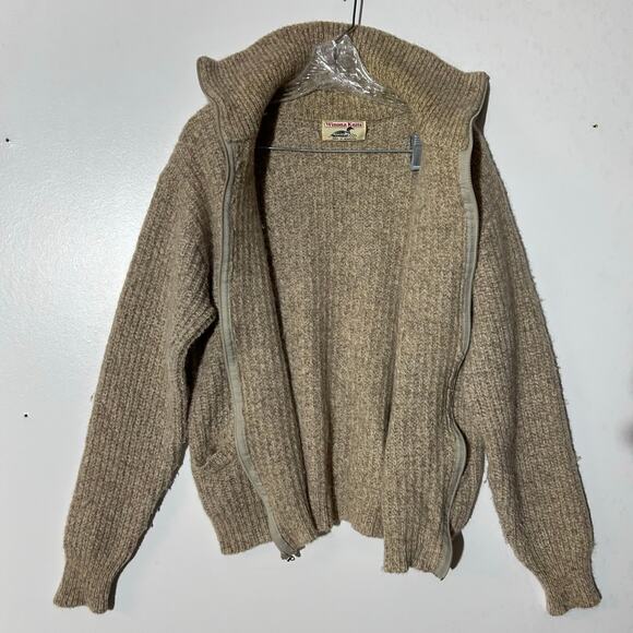 Vintage Winona Knits Full Zip Tan Chunky Cable Knit Sweater Women’s Size 2XL - Picture 3 of 8